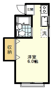 【間取り】 | ハイツＯＮＯ | ハイツＯＮＯ、205号室、１Ｒ