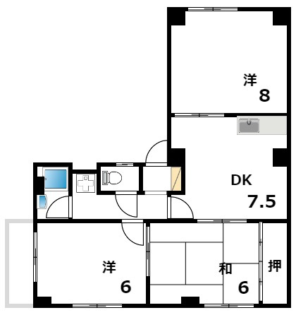 石町コーポの間取り