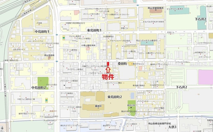 【地図】THE MODERN 桑田町 