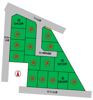 【区画図】 | 太田市宝町　土地　12区画