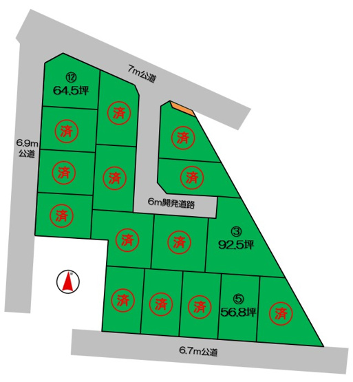 【区画図】 | 太田市宝町　土地　12区画