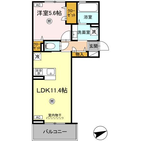 熊本市中央区黒髪２丁目のアパートの間取り