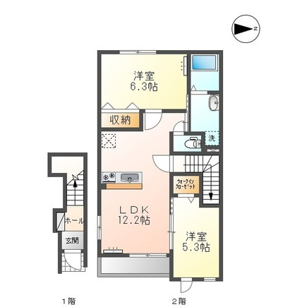 熊本市北区龍田７丁目のアパートの間取り