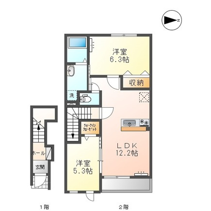 熊本市北区龍田７丁目のアパートの間取り