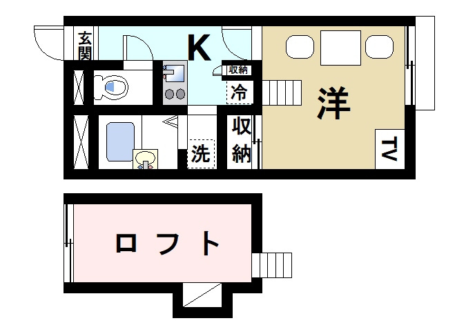 レオパレスエザーンスⅡの間取り|お一人暮らしにピッタリの1Ｋのお部屋です。