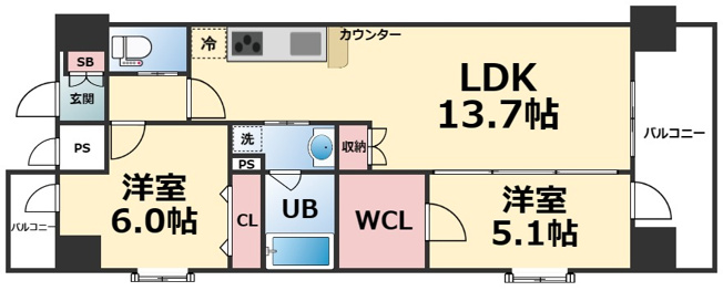 【間取り】 | スプランディッド難波WESTII