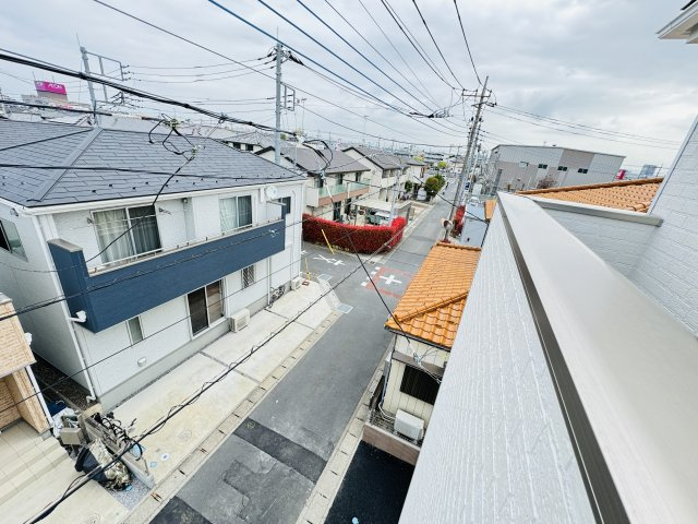 八潮市大曽根新築戸建（大曽根第20）の展望|寝室前バルコニーより道路側眺望