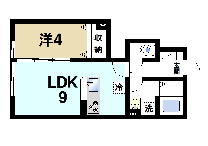 レジデンスコート奈良大安寺の間取り|ゆったりと暮らせる1LDKの間取りです。