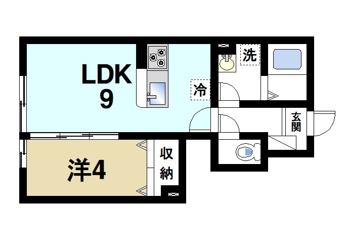 レジデンスコート奈良大安寺の間取り|ゆったりと暮らせる1LDKの間取りです。