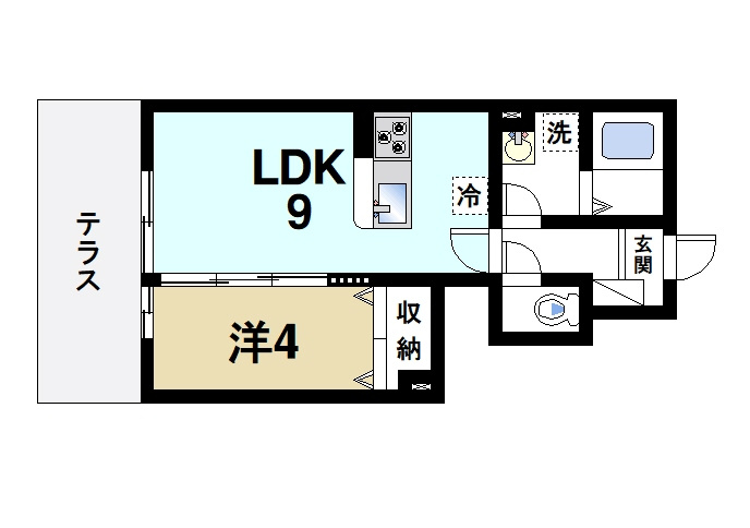 レジデンスコート奈良大安寺の間取り|ゆったりと暮らせる1LDKの間取りです。