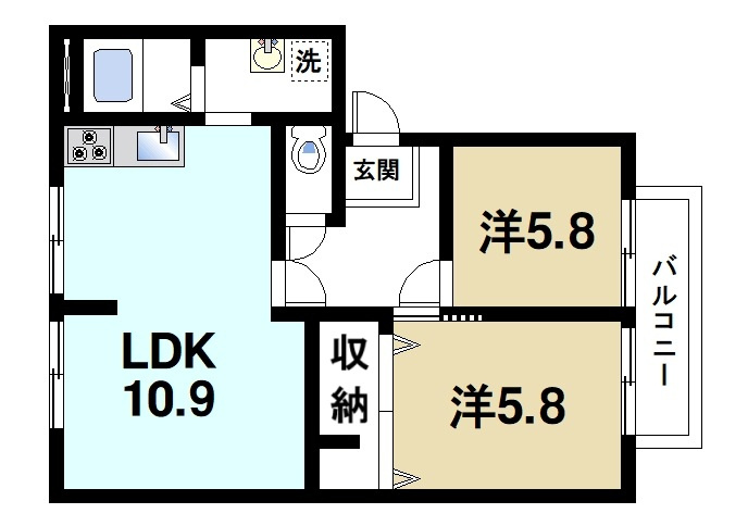 サンハイム　Ａ・Ｂ・Ｃ（杉本町）の間取り|3Kの間取りです