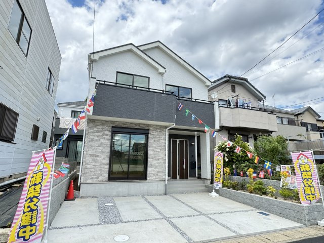 松戸市西馬橋５丁目新築戸建【旭町小学校：2分】の外観|完成済み内覧可能です！