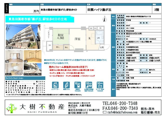 「藤が丘」駅　徒歩6分マンション♪　田園ハイツ藤が丘の画像