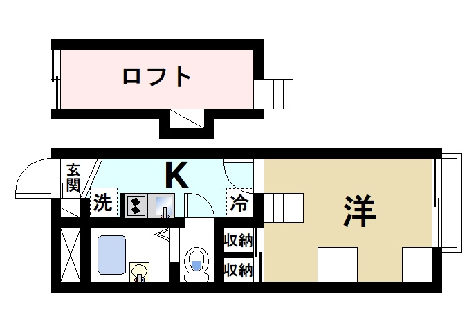 レオパレスいぶきの間取り|使い勝手のよいロフト付きです