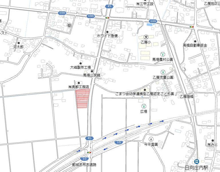 都城市乙房町の売地の土地図