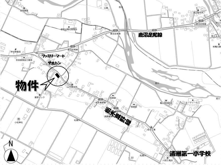 鹿沼市久野の地図