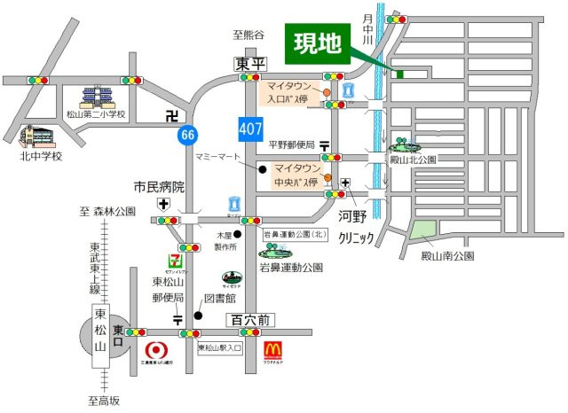 東松山市殿山町 土地49坪の地図