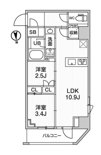 台東区小島２丁目の賃貸マンションの間取り