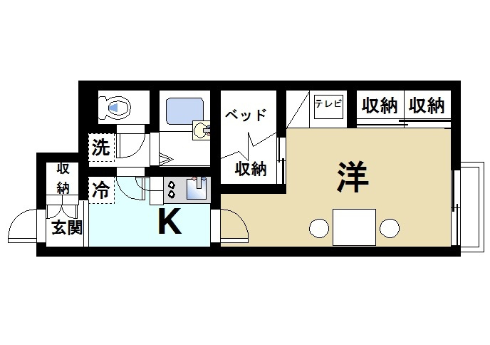 レオパレスナップ　シャンブルの間取り|単身様におススメのゆったりとした間取り。