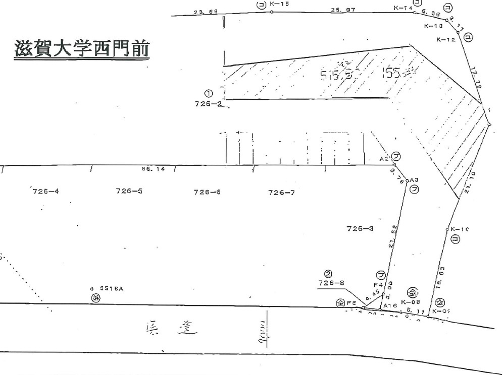 大津市平津２丁目の事業用地の区画図