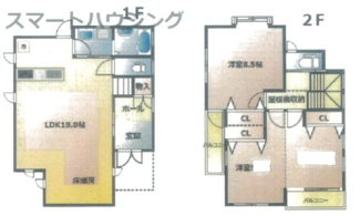 【間取り】 | 中古　京王相模原線　横浜線　相模線　橋本駅　相原4丁目 | 3LDK+S（納戸）、土地面積130.15m2、建物面積89.64m2 東南角地　南側６ｍ　西側5m道路　目の前に公園がありますのでお子様も時間を気にせずに安心して遊べる