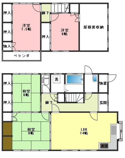 ６３１００　岐阜市太郎丸事業用貸家の間取り
