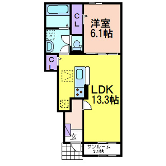 【間取り】 | サザンクロス | 掲載写真は同建物・反転タイプのお部屋です。現況優先と致します。