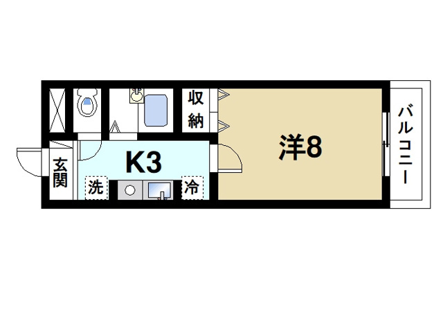 パルスコート新大宮の間取り|1Kの間取りです