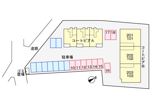 コートピアＢ　　　刈谷市近郊の賃貸はクラスホームの駐車場