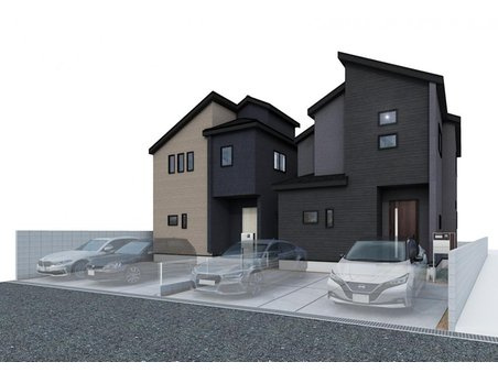 ブルーミングガーデン　岡山市中区福泊(第2)【仲介手数料無料】の外観パース|左側2号棟