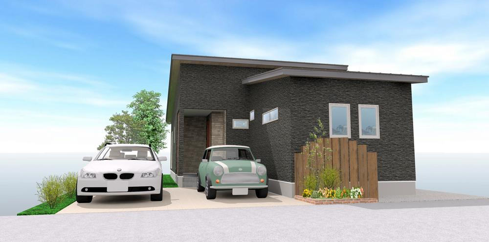 天童市老野森建売住宅【平屋】の外観パース|外観写真！内覧予約受付中です！