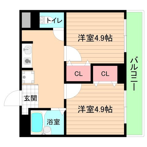 大阪市城東区放出西３丁目の賃貸マンションの間取り