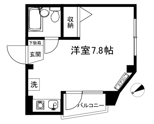 【間取り】 | メゾンベニス | はじめての一人暮らしの方や学生さんにオススメ！ワンルームタイプのお部屋です♪なんと言っても最上階・角部屋・二面採光なのが嬉しい♪