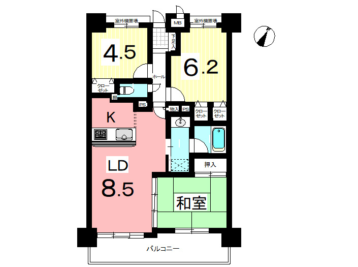 ライオンズマンション香流第3の間取り|南向きに陽当り良好の3LDK♪