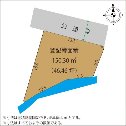 足利市五十部町の売地の土地図