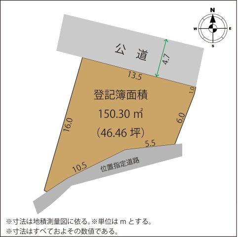 足利市五十部町の売地の土地図