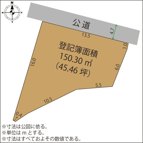 足利市五十部町の売地の土地図