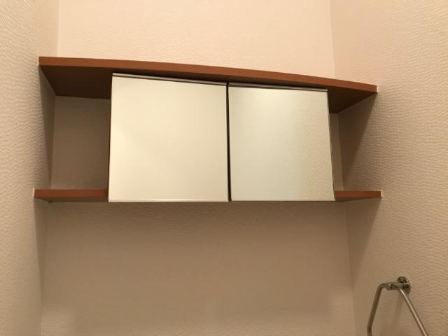 ドリームウィングＢ棟の収納|トイレ鏡付き収納棚