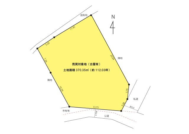 海見え！現況古家から西側に富士山・江ノ島・南側にマリーナの土地図|土地図