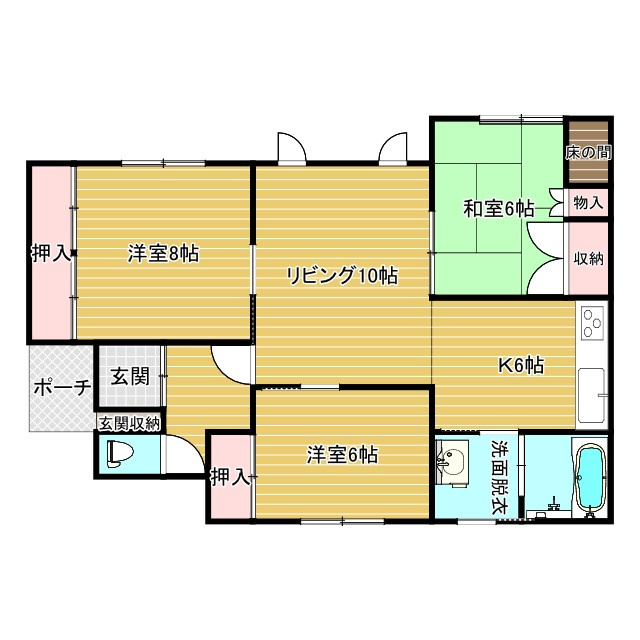 網走市鱒浦５丁目平屋の間取り