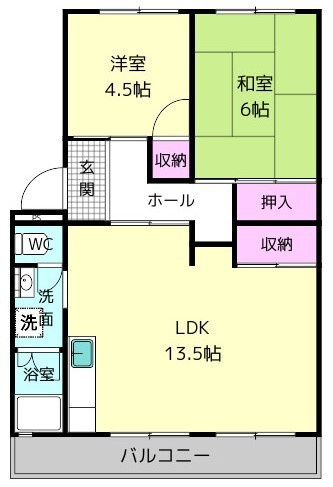 フラワリータウン生駒A棟の間取り