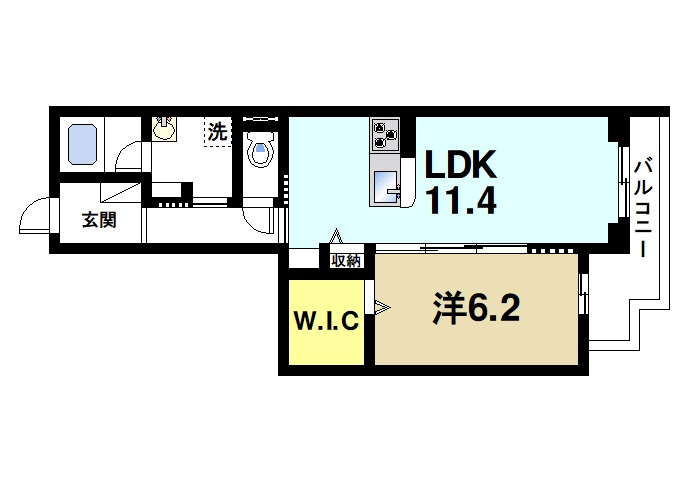 シャーメゾンＮＡＣの間取り|ゆったりと暮らせる1LDKの間取りです。