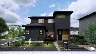 【完成予想図】 | 宇治市折居台4丁目　売土地　建築条件付き | 弊社標準仕様（アトリエスタイルハウス仕様）では、耐震等級3相当が標準です。間取りにもよりますので、設計士に確認しながら、ご希望の間取りとの兼ね合いで考えていきましょう。