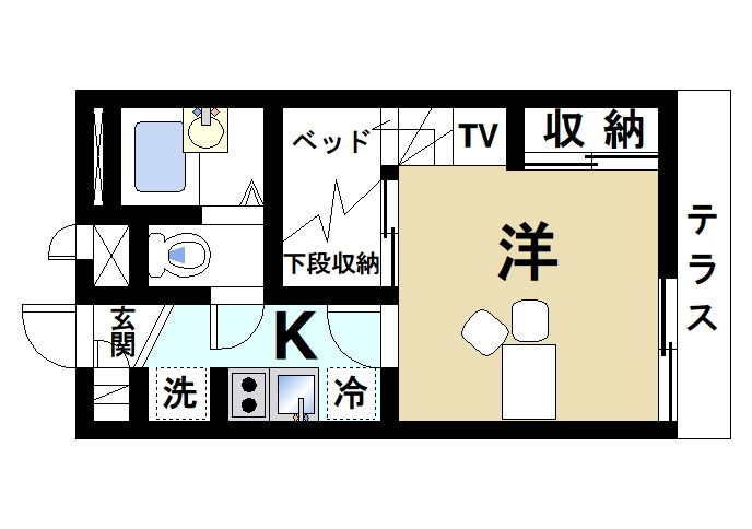 レオパレス伏見Ⅱの間取り|単身者向けです