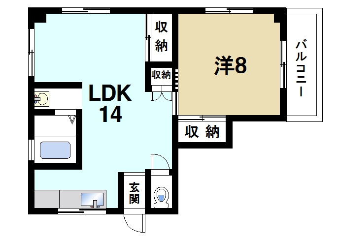 サニーハイツ（東菜畑）の間取り|1LDK