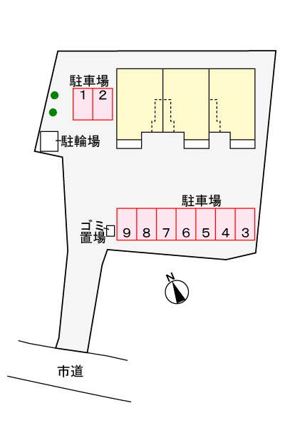 サンプレイス．Ｂ．Ｂの区画図|駐車場