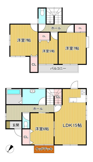 【間取り】 | 宗像市広陵台２丁目　戸建て | 全居室収納が完備されている4LDKのお家です。リフォーム済みで気持ちよく新生活を始められます。広々とした敷地なのでガーデニング等を楽しみたい方におススメです！