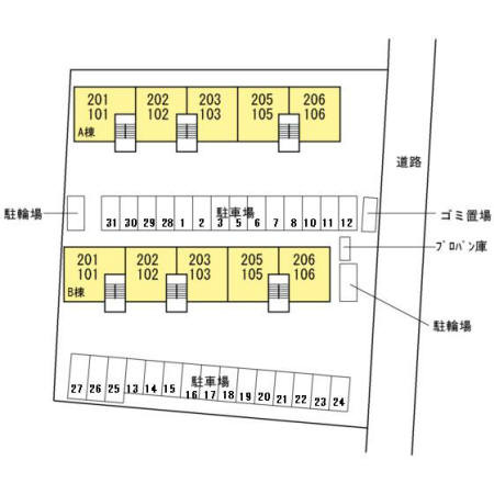 エクセル岸　Ｂ棟の区画図