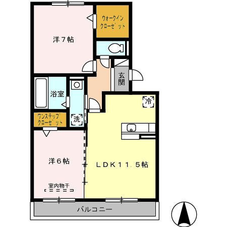 熊本市東区下江津７丁目のアパートの間取り
