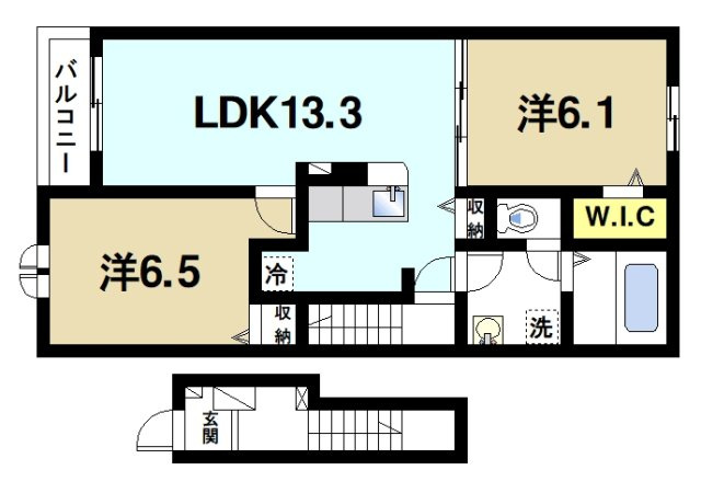 プロムナード　メゾン　Ｋの間取り|2LDK